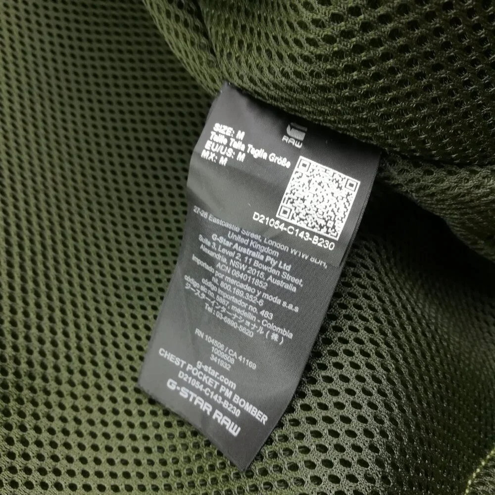 NWT G Star Raw Bomber Jacket Chest Pocket BM Full Zip Green Mens Medium $290
